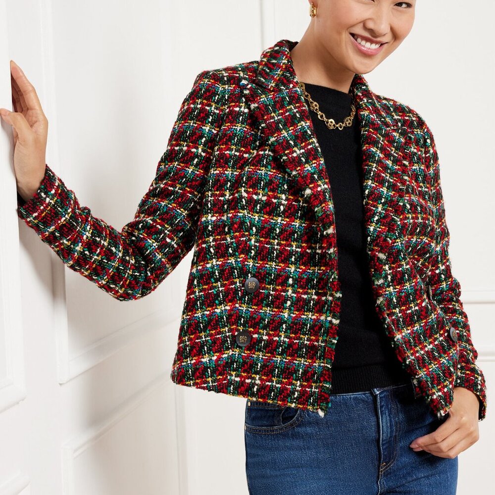 Talbots Tweed Fringe Jacket size Petite